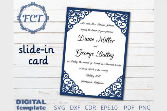 Download Laser Cut Slide-in Card Wedding Invite - Wedding Collection