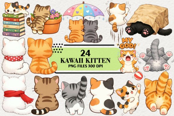 Download Kawaii Kitten Lovers Clipart Bundle - Kitten Collection