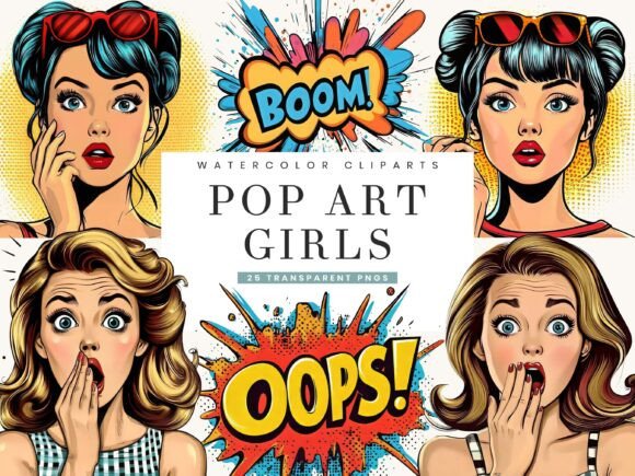 Download Retro Comic Style Pop Art Girls Clipart - Pop art Collection