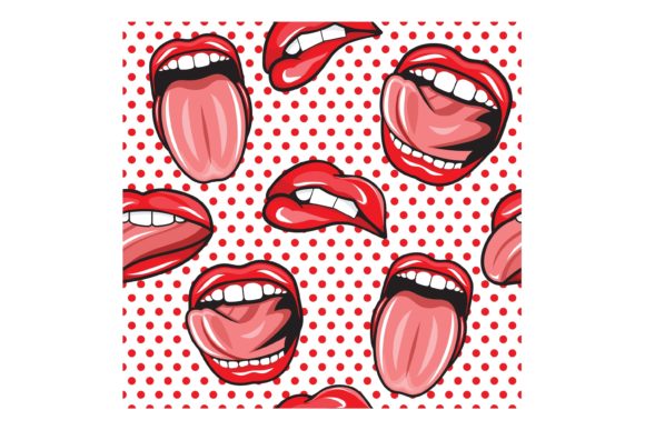 Download Mouth Pop Art Vector Seamless Pattern - Pop art Collection