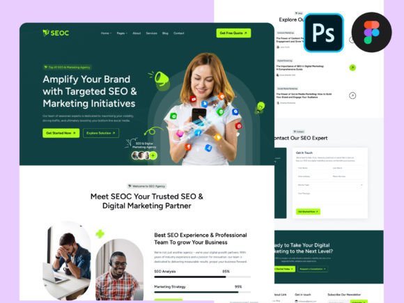 Download SEO &amp; Digital Marketing Figma Design PSD - Seo Collection